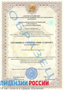 Образец сертификата соответствия аудитора №ST.RU.EXP.00006191-3 Петропавловск-Камчатский Сертификат ISO 50001
