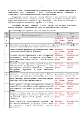 Образец заполнения заявления в НРС строителей. Страница 5 Петропавловск-Камчатский Специалисты для СРО НРС - внесение и предоставление готовых